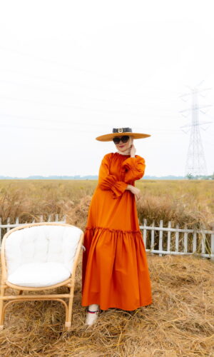 LAURA DRESS IN TERRACOTTA